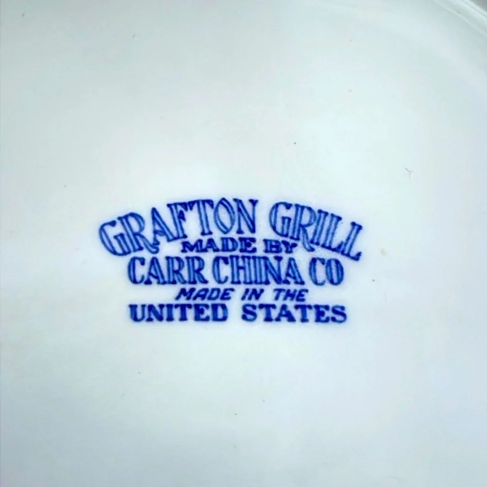Blue Willow Grafton Grill Plate 9.5”  Vintage 1950’s Made by Carr China Co. EUC